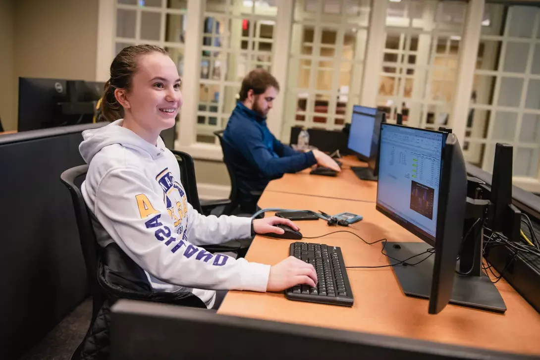 Students working on computers 